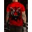 Men's Novelty Tiger Print T-Shirt - Red, Casual Crew Neck, Short Sleeve, Polyester Blend, Machine Washable, Bold Graphic Design