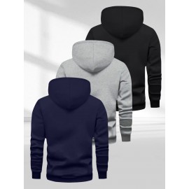 Men'S Casual Minimalist Style Hoodie, Paris Letter Print Men'S Long Sleeve Hoodie Three-Piece Set