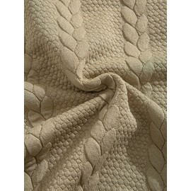 Jacquard Preppy Collared Neck Long Sleeve Embroidered Loose Fit Regular Length Knit Fabric Hoodie