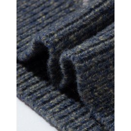 Men's Casual Color-Block Geometric Knit Sweater - Loose Fit Ribbed Detail Pullover, Machine Washable Autumn Winter Warm Crewneck Sweater for Casual Attire, Knitted Sweater, Durable Winter Wear