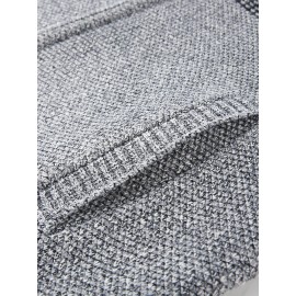 Men's Knitted High Collar Zip-Up Striped Casual Fleece-Lined Thick Sweater