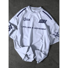 [Men's Slogan T-Shirt] Soft Polyester Men's Street Fashion T-Shirt | 