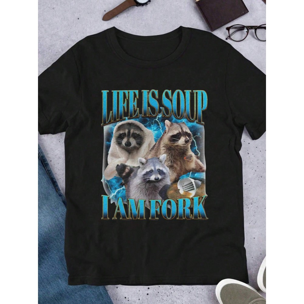 [MKONGCOSTUME Raccoon Tee] MKONGCOSTUME Men's Lightweight Polyester Casual T-Shirt | Short Sleeve, Crew Neck, Summer Tee with 