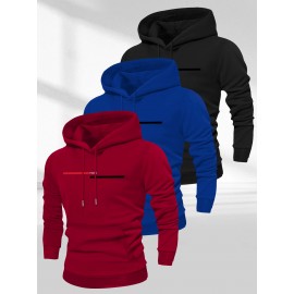 Men'S Casual Minimalist Style Hoodie, Paris Letter Print Men'S Long Sleeve Hoodie Three-Piece Set