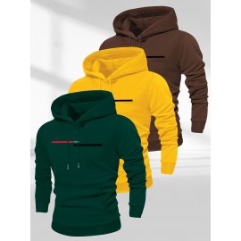 Men'S Casual Minimalist Style Hoodie, Paris Letter Print Men'S Long Sleeve Hoodie Three-Piece Set